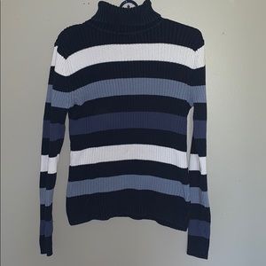 Sonoma striped, ribbed, fitted turtleneck sweater